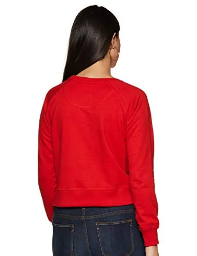 Amazon Brand - Symbol Women's Cotton Blend Crew Neck Sweat Shirt (AW18WNSSW01_Bright Pink_Small_Bright Pink_S)