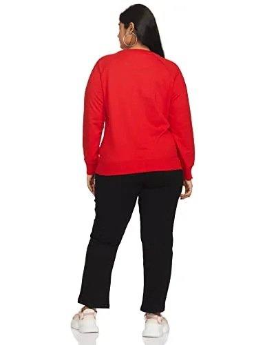 Amazon Brand - Symbol Women's Cotton Blend Crew Neck Sweat Shirt (AW18WNSSW01_Bright Pink_Small_Bright Pink_S)