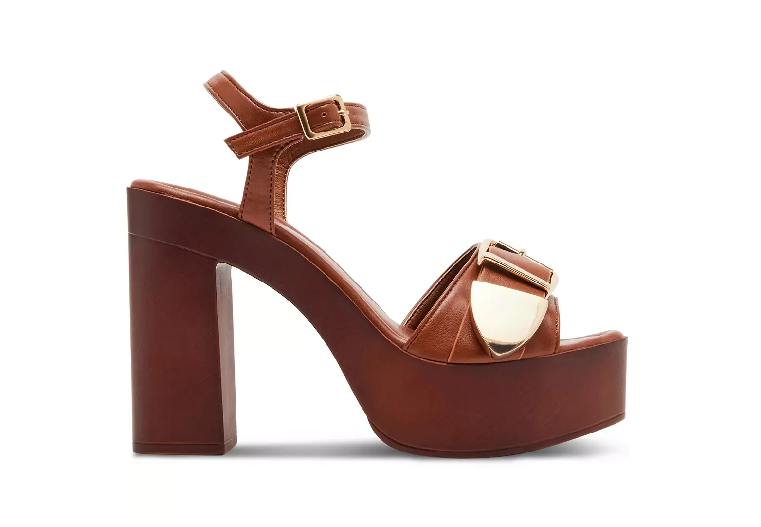 Ankle Strap Buckled Wooden Platform Heels