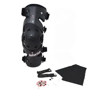 Asterisk Carbon Cell One - Advanced Knee Protector Brace (Left Only) for Motocross, Snowboarding, Wakeboarding, Off-Roading, Football, & More - Size X-Small