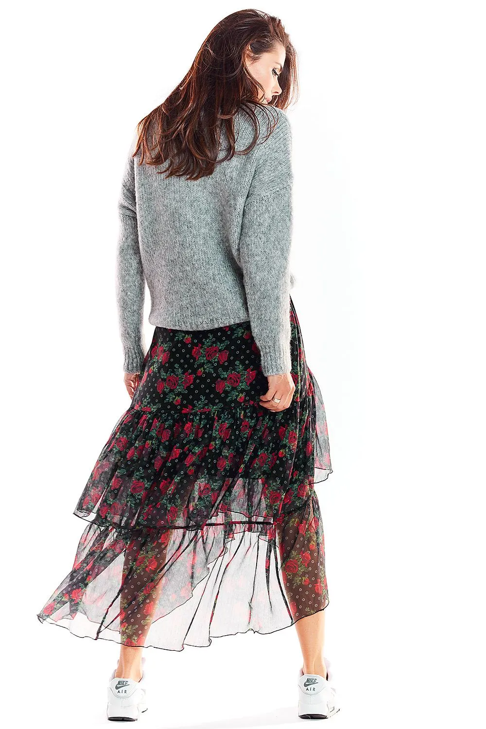 Asymmetrical Draped Chiffon Maxi Skirt