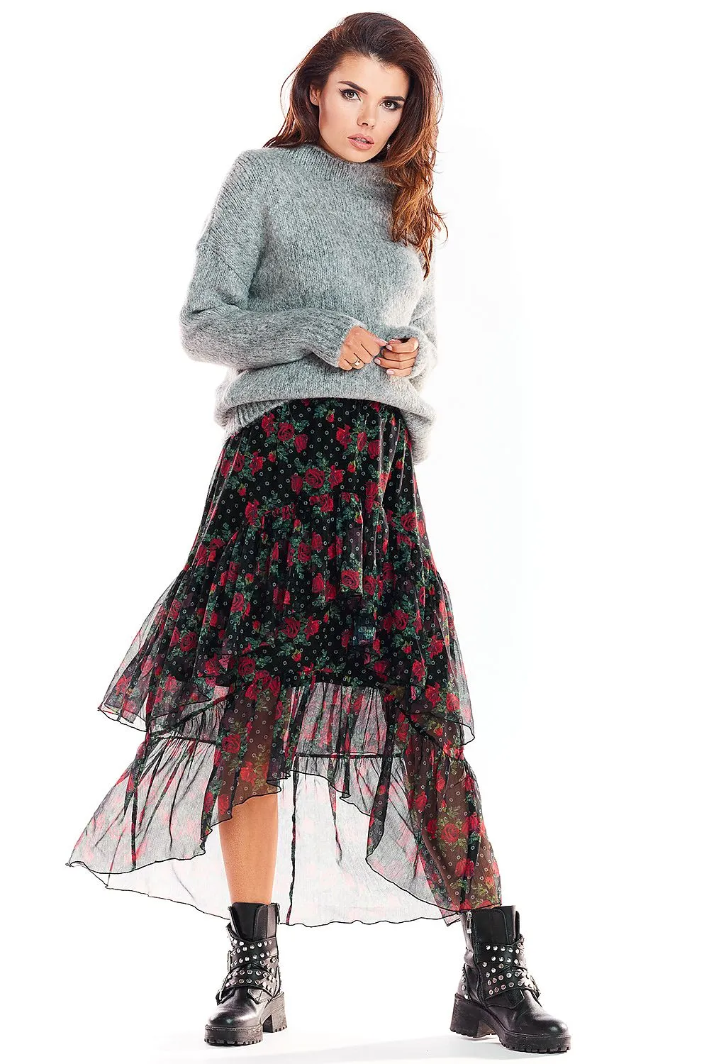 Asymmetrical Draped Chiffon Maxi Skirt