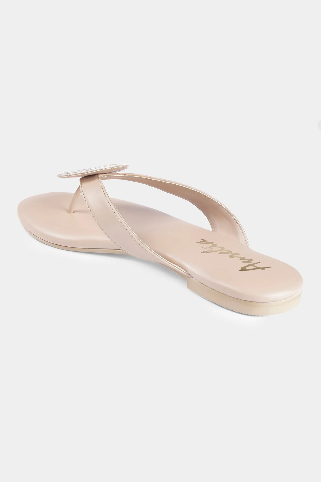 Beige Almond Toe Embroidered Flat - Zdominique