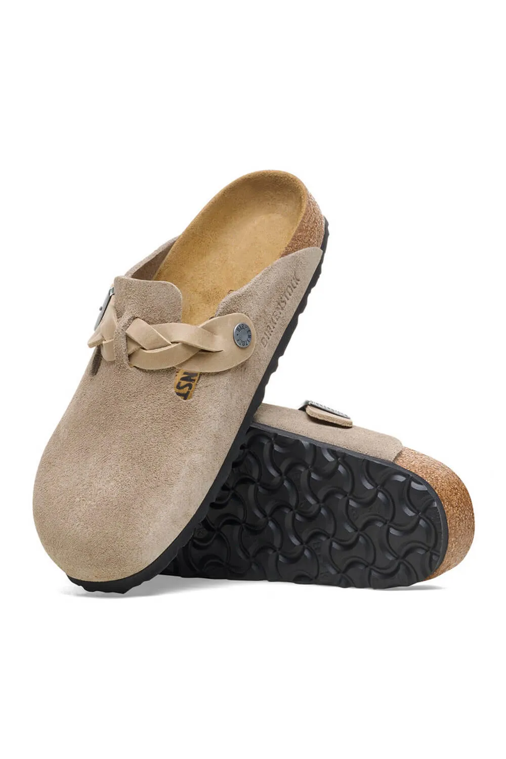 Birkenstock Boston Braided Suede Leather Clogs for Women in Taupe | 1026694