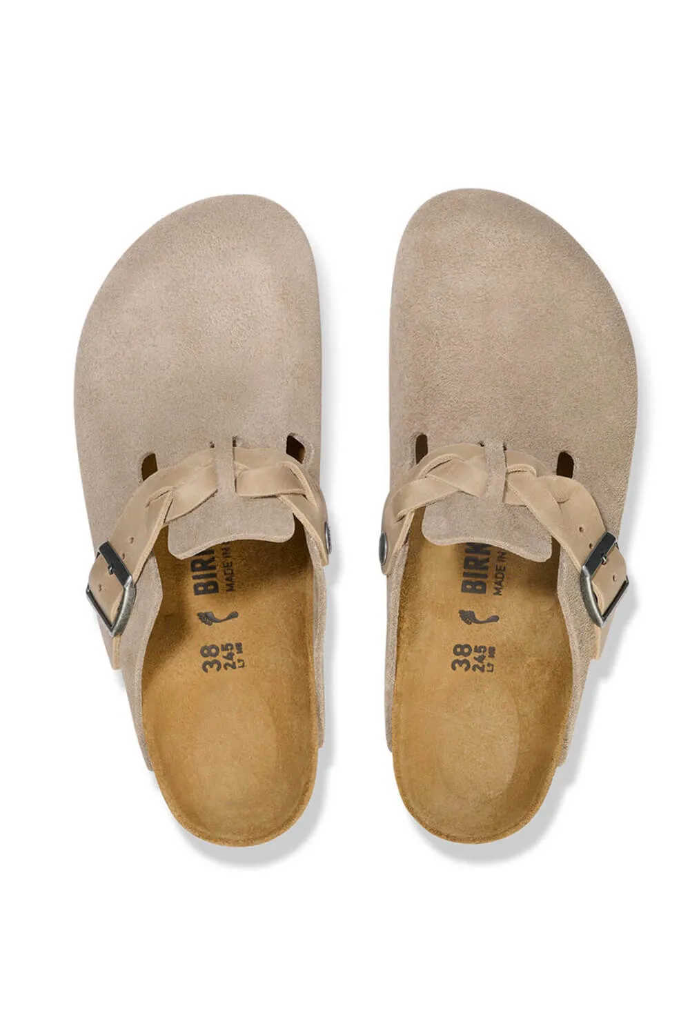 Birkenstock Boston Braided Suede Leather Clogs for Women in Taupe | 1026694