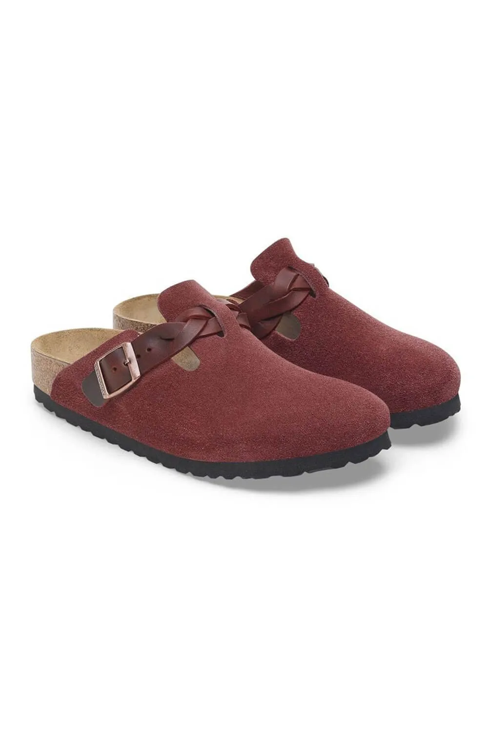 Birkenstock Boston Braided Suede Leather Clogs for Women in Zinfandel | 1027925