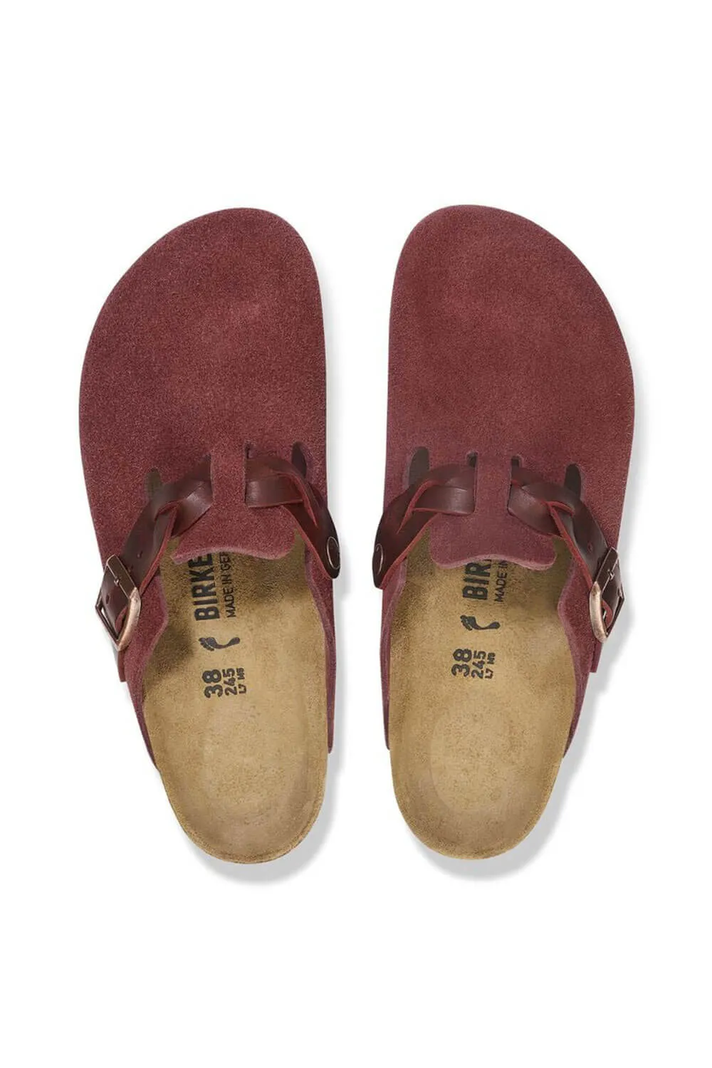 Birkenstock Boston Braided Suede Leather Clogs for Women in Zinfandel | 1027925