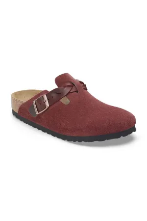 Birkenstock Boston Braided Suede Leather Clogs for Women in Zinfandel | 1027925