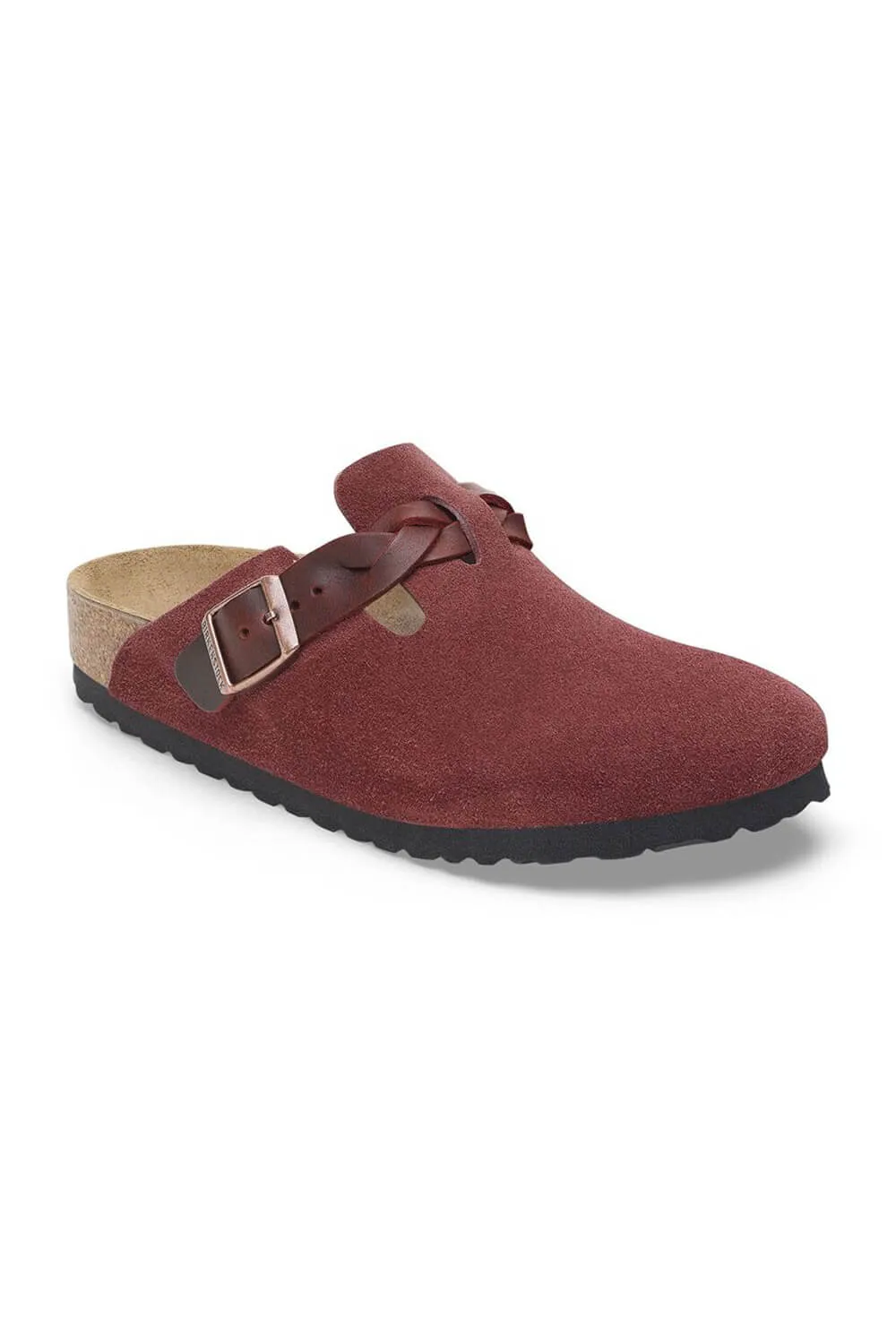 Birkenstock Boston Braided Suede Leather Clogs for Women in Zinfandel | 1027925