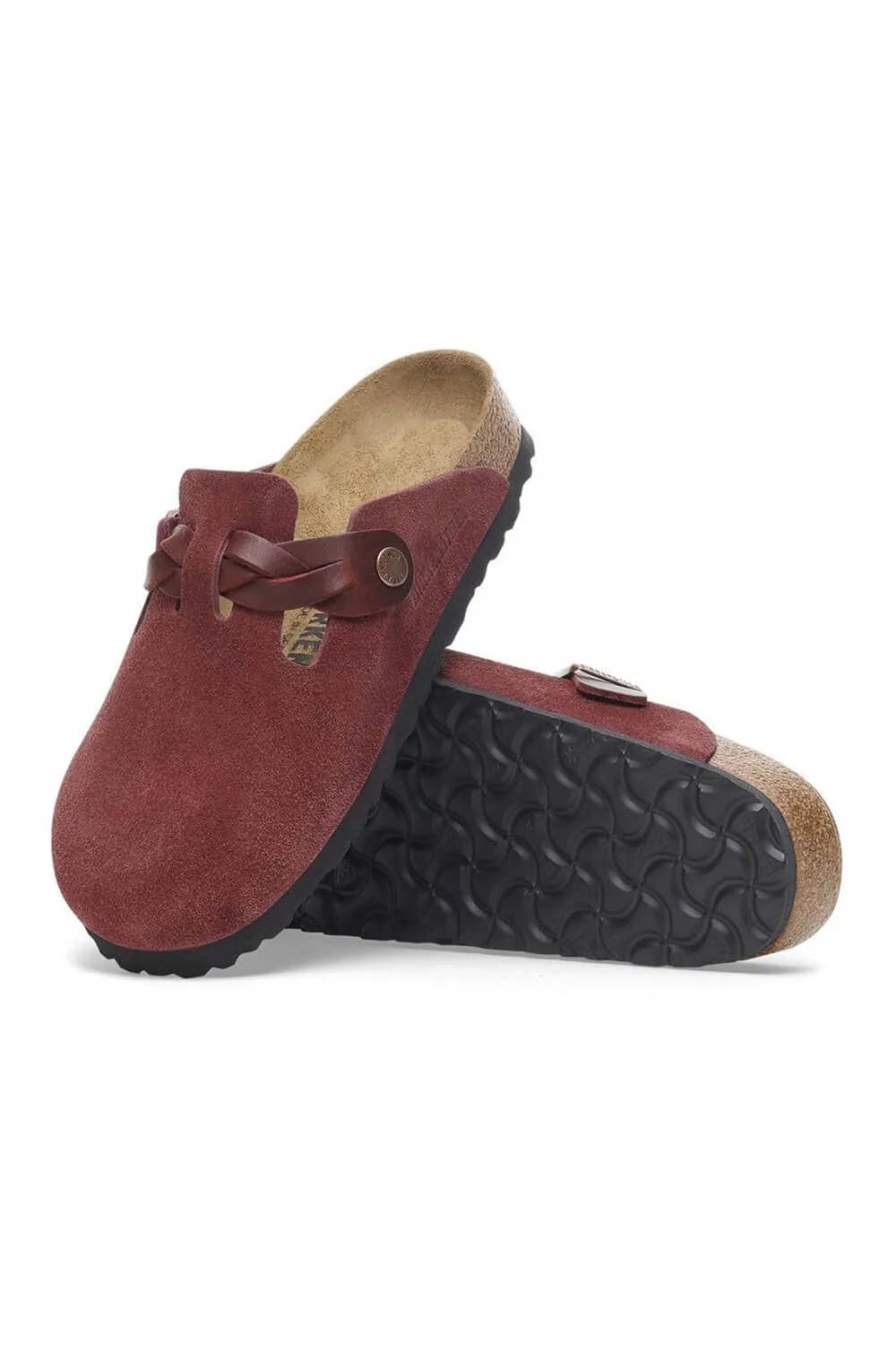 Birkenstock Boston Braided Suede Leather Clogs for Women in Zinfandel | 1027925