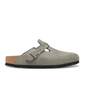 Birkenstock Boston Embossed Suede Leather Stone Coin Clogs