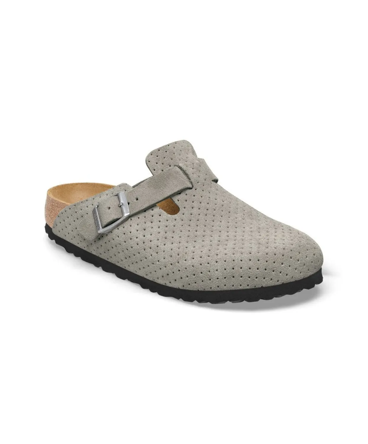Birkenstock Boston Embossed Suede Leather Stone Coin Clogs