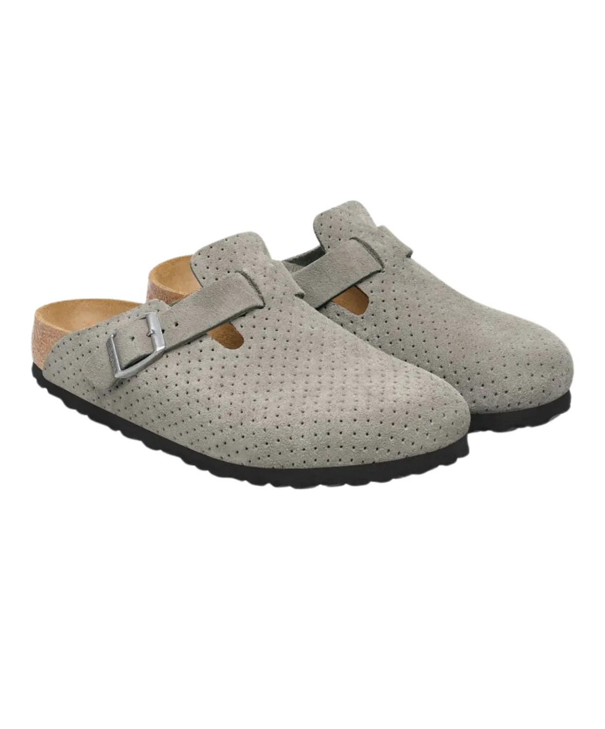 Birkenstock Boston Embossed Suede Leather Stone Coin Clogs