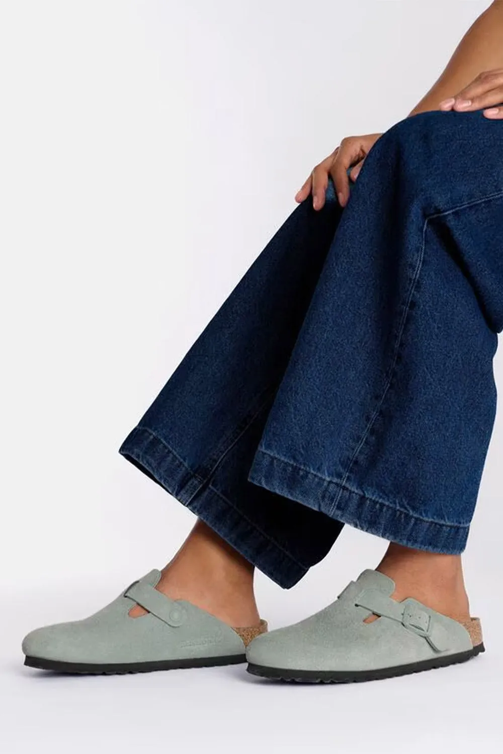 Birkenstock Boston Suede Clogs for Women in Sage | 1029801