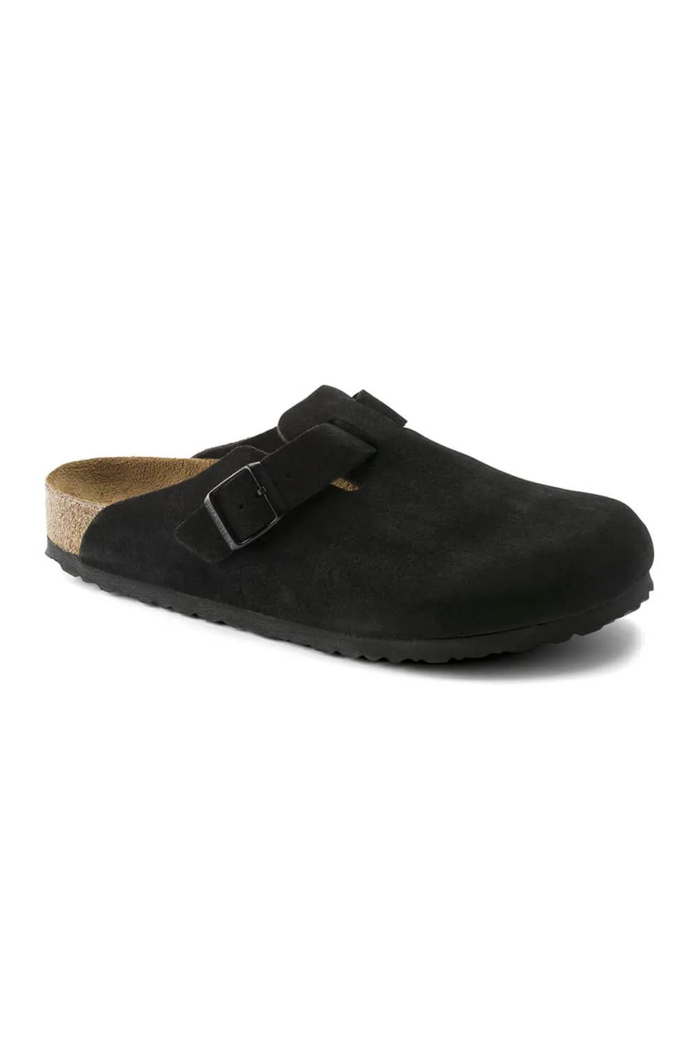 Birkenstock Boston Suede Soft Footbed Clogs for Women in Black | 660473