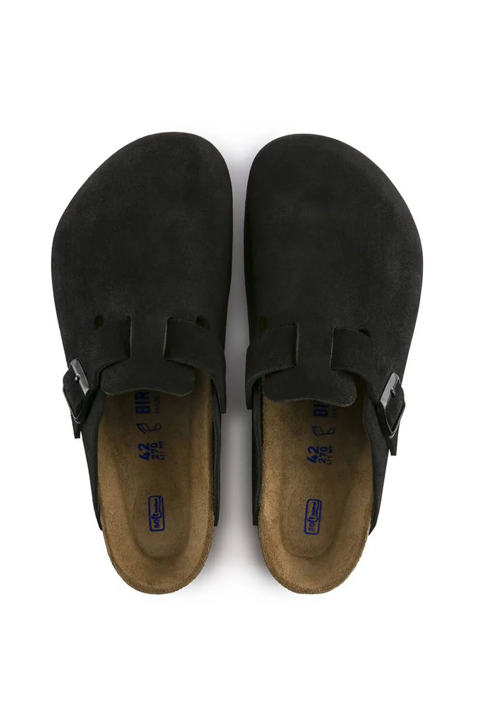 Birkenstock Boston Suede Soft Footbed Clogs for Women in Black | 660473