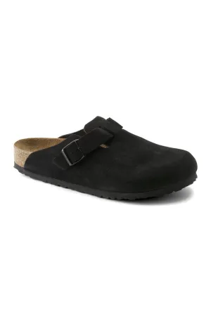 Birkenstock Boston Suede Soft Footbed Clogs for Women in Black | 660473