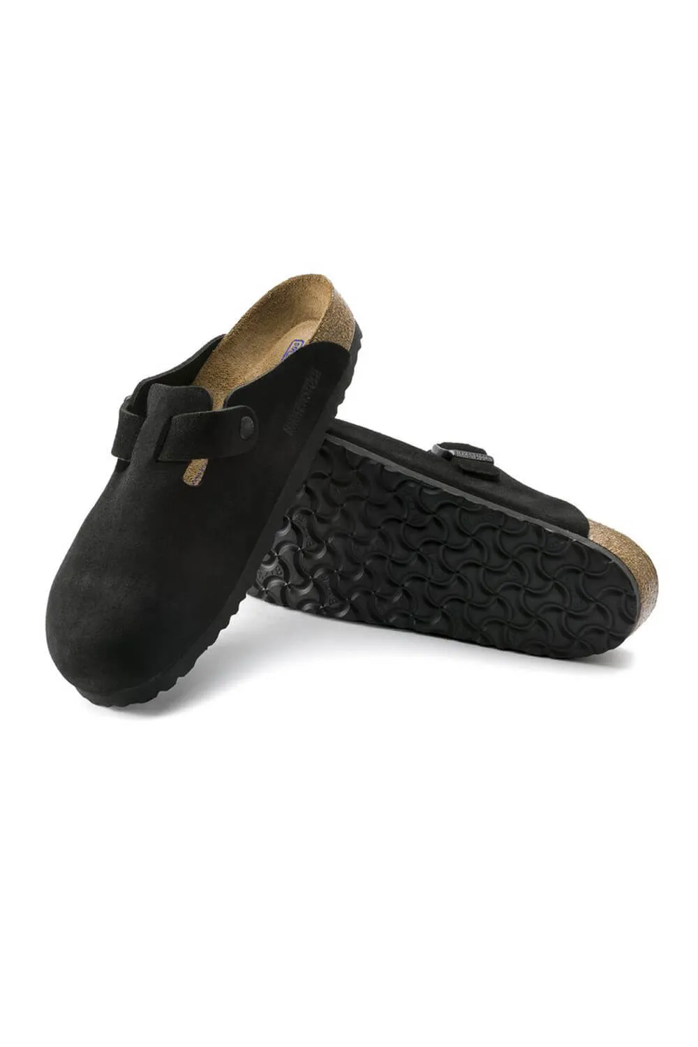 Birkenstock Boston Suede Soft Footbed Clogs for Women in Black | 660473