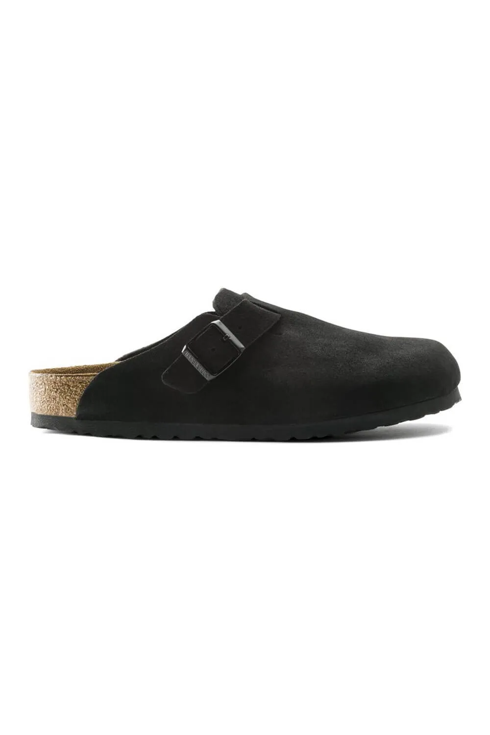 Birkenstock Boston Suede Soft Footbed Clogs for Women in Black | 660473