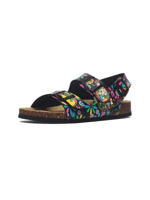 Black Garden Double-Strap Slingback Sandals