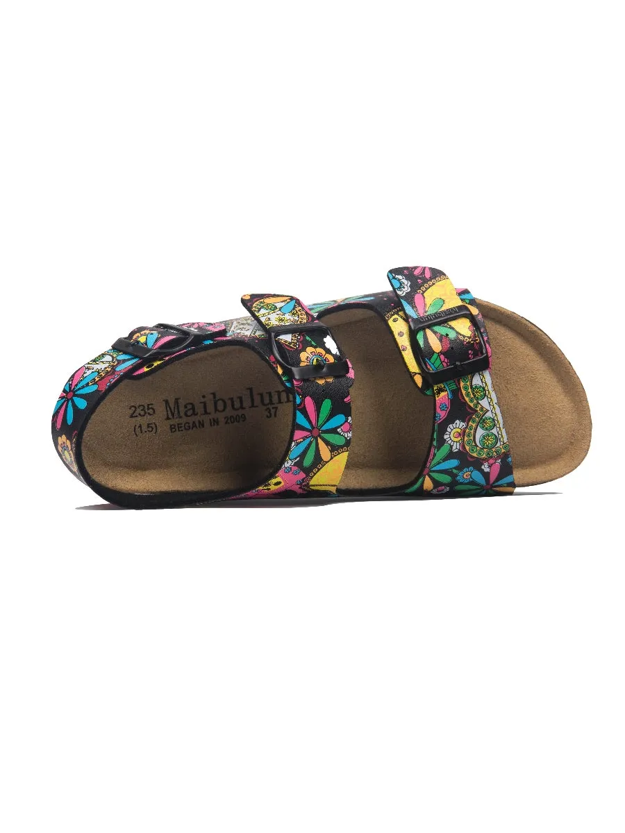 Black Garden Double-Strap Slingback Sandals