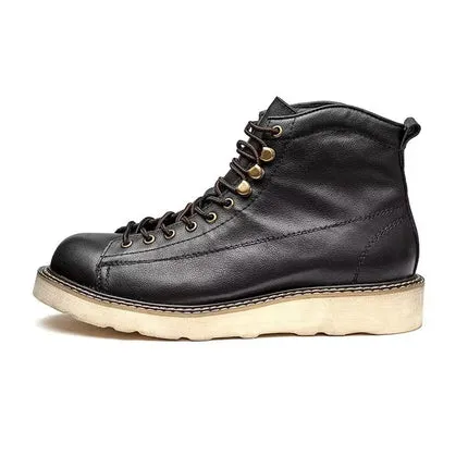 Black Leather Lace-Up Step Steeds Boots - Hiking and Trekking Boots