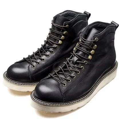 Black Leather Lace-Up Step Steeds Boots - Hiking and Trekking Boots