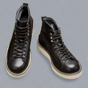 Black Leather Lace-Up Step Steeds Boots - Hiking and Trekking Boots