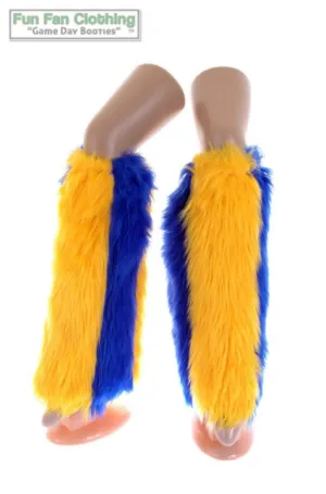 Blue & Yellow Faux Fur Leg Warmers