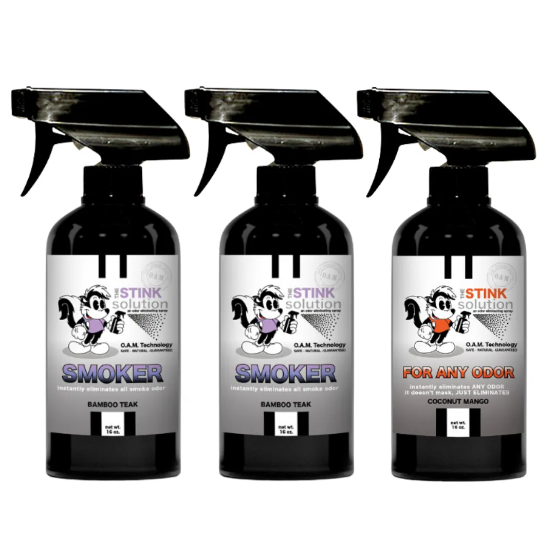 Buy 2 Get 1 FREE - Two Smoke Odor Eliminating Sprays (Bamboo Teak)   One For Any Odor Eliminating Spray (Coconut Mango) 16 oz