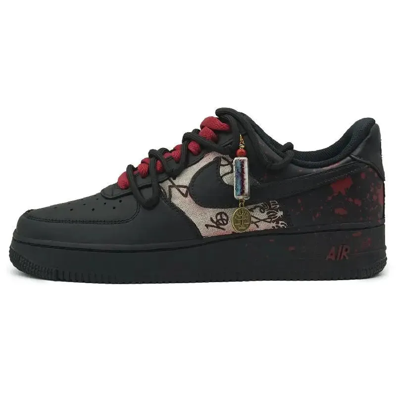 Custom Nike Air Force 1 Low Black/Red Sneakers