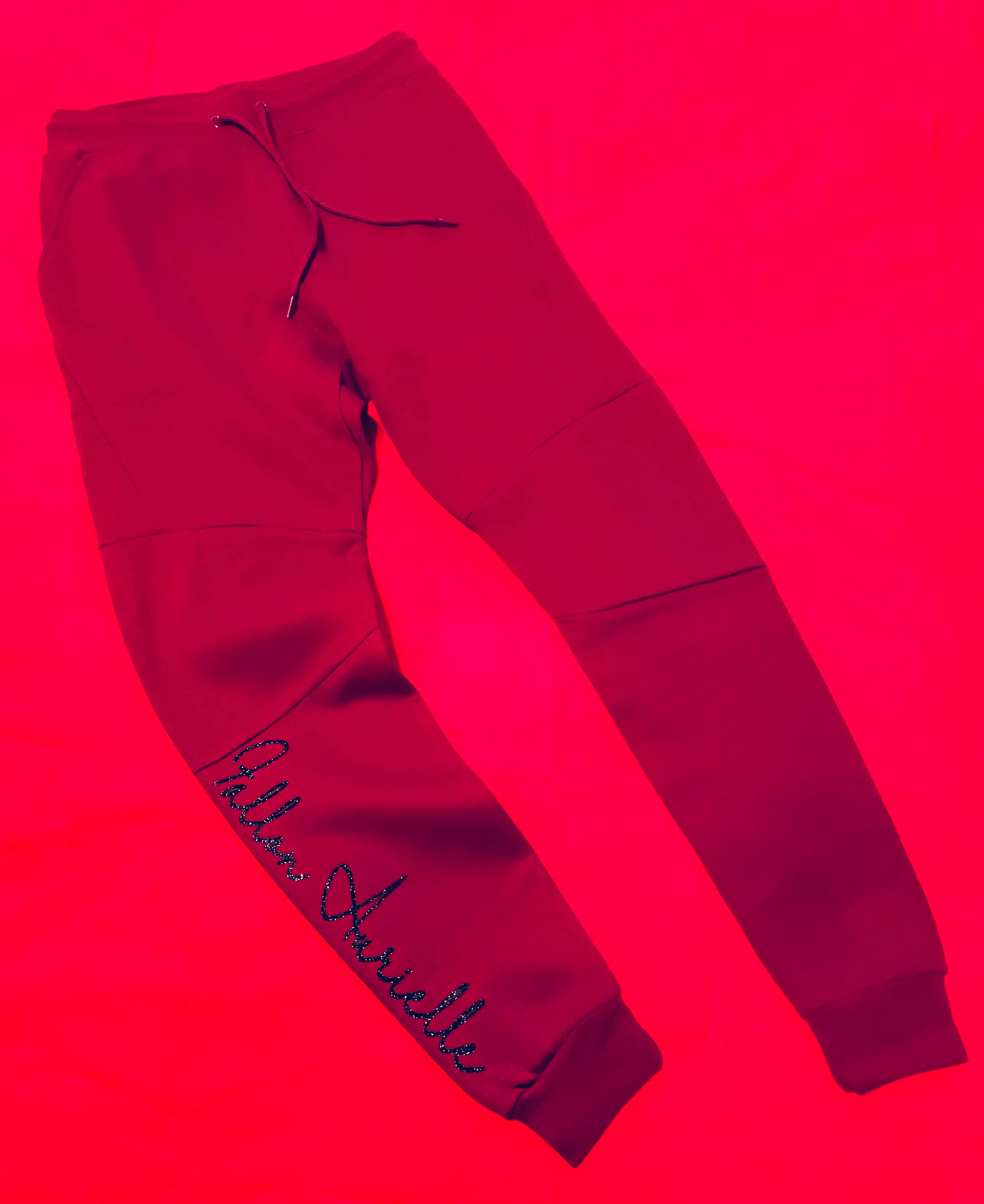 F.A. Unisex Signature Libra Zodiac Jogging Set (Burgundy & Black Sparkle)