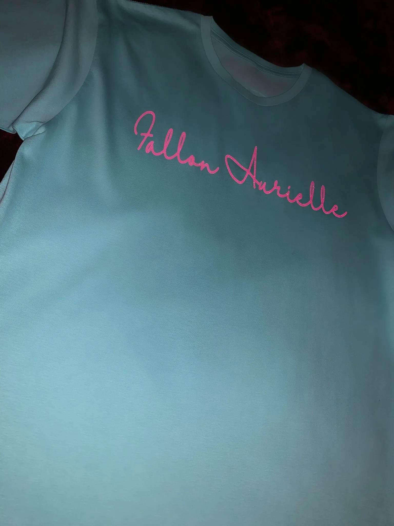 Fallon Aurielle Signature 3 Piece Sagittarius Logo & Name Zodiac Biker Short Set (Turquoise & Pink Sparkle)