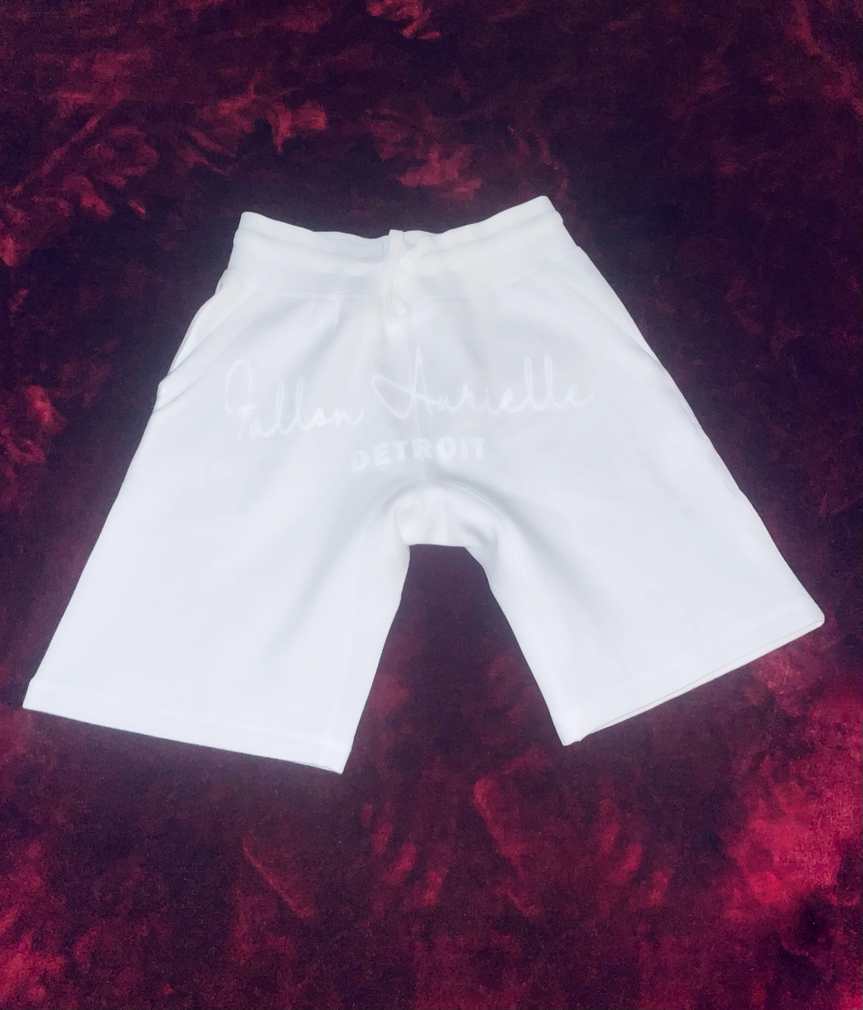 Fallon Aurielle Unisex Signature 3 Piece Detroit Rep Yo Set Short Set (White On White)