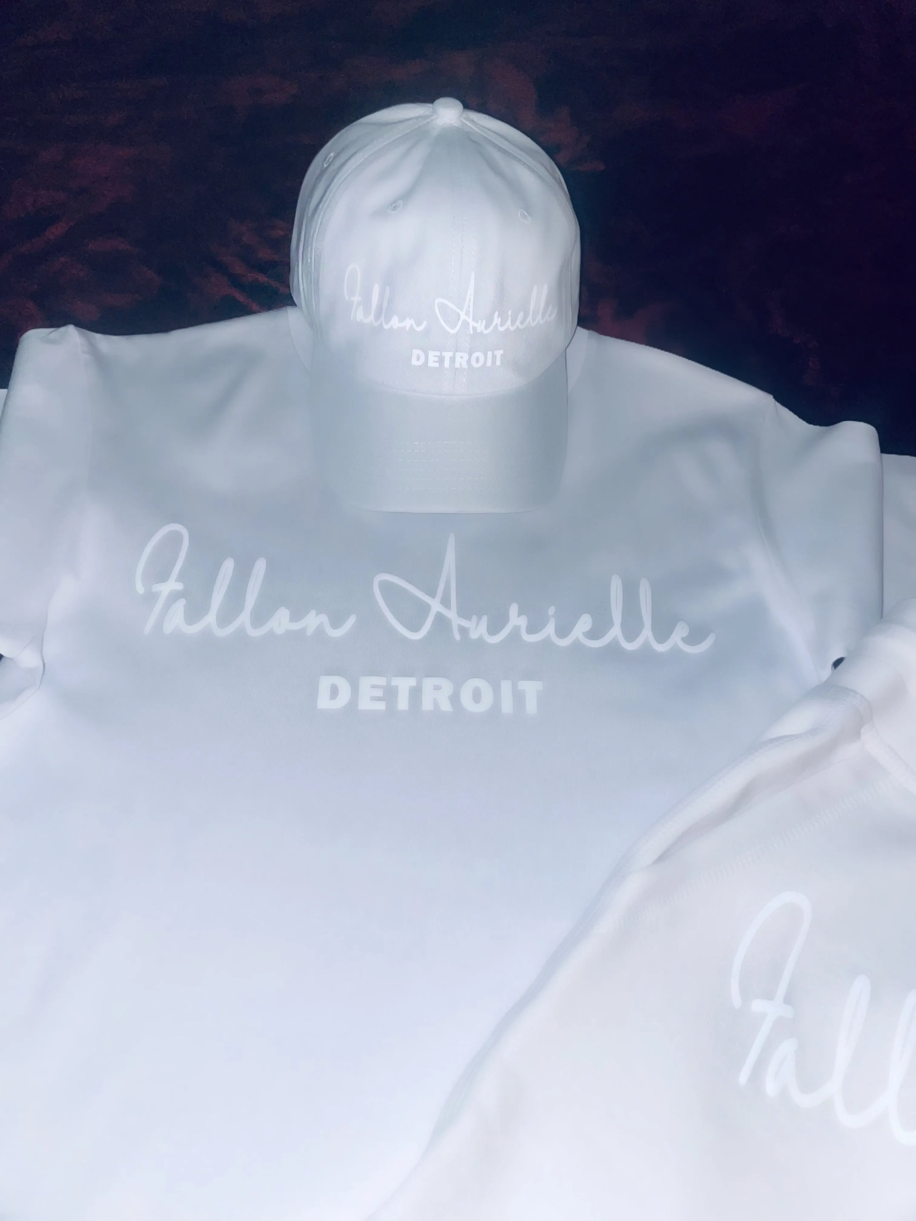 Fallon Aurielle Unisex Signature 3 Piece Detroit Rep Yo Set Short Set (White On White)