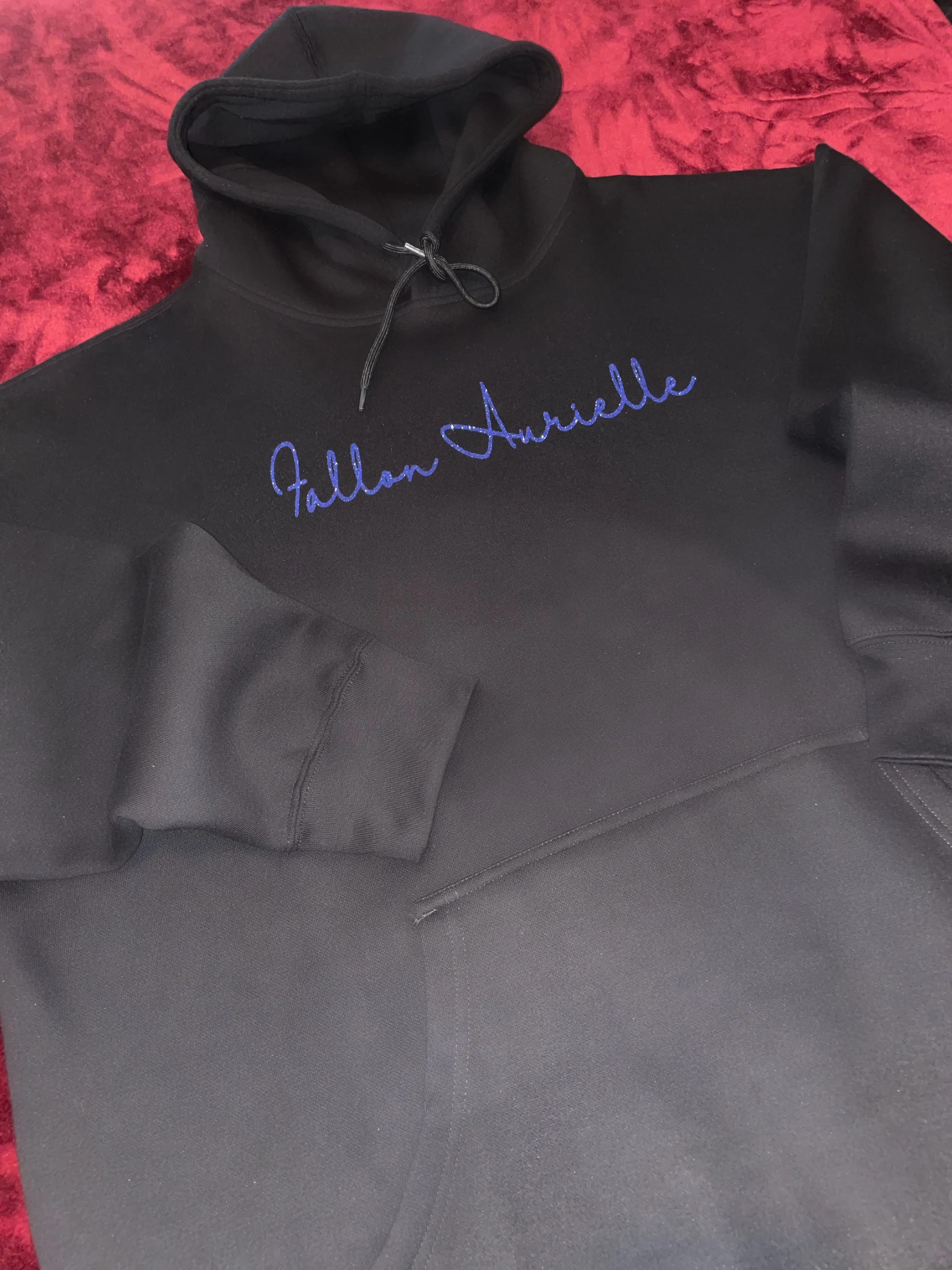 Fallon Aurielle Unisex Signature Aquarius Logo & Name Zodiac Jogging Set (Black & Purple Sparkle)