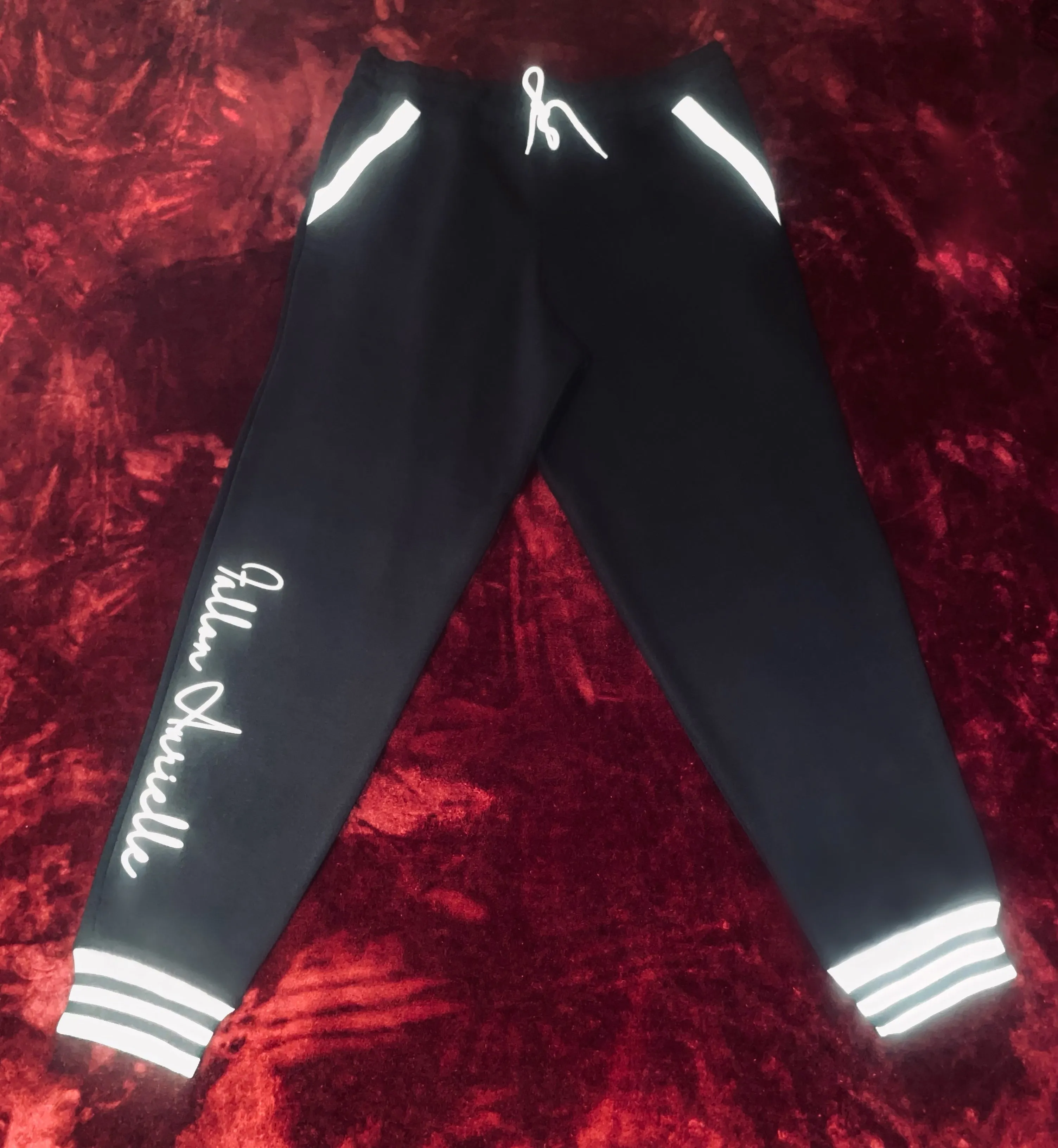 Fallon Aurielle Unisex Signature Capricorn Logo & Name Zodiac Jacket Jogging Set (Black, Metallic Silver & Cream)