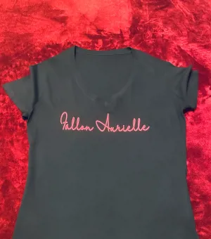 Fallon Aurielle Unisex Signature Classic V-Neck T-Shirt (Black & Neon Pink)