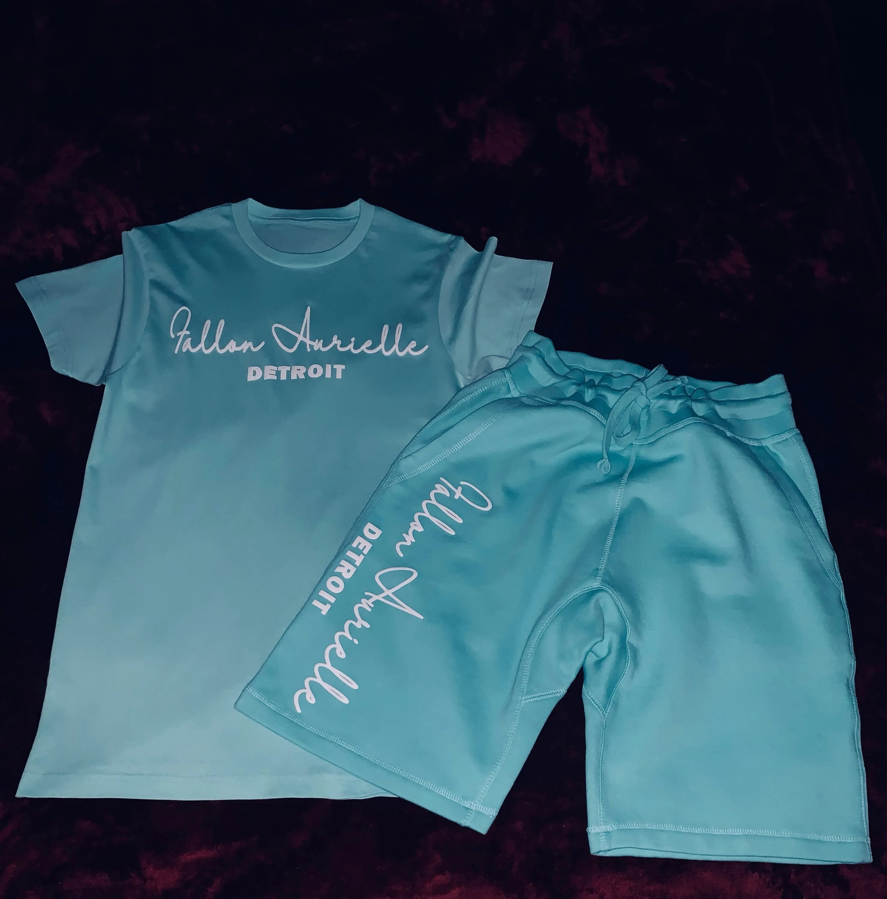 Fallon Aurielle Unisex Signature Detroit Rep Yo Set Shorts (Seafoam Green & White)