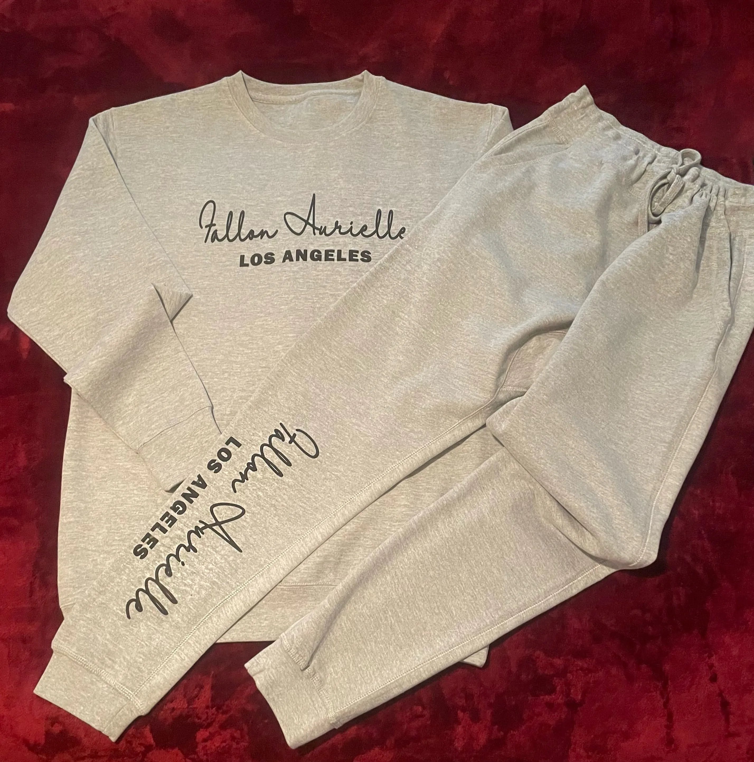 Fallon Aurielle Unisex Signature Los Angeles Rep Yo Set Crewneck Jogging Set (Gray & Black)