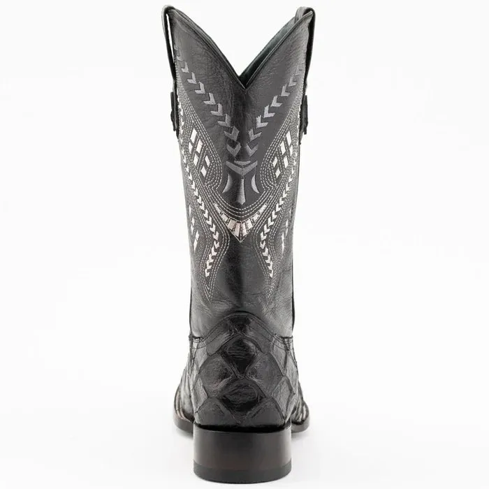 Ferrini Bronco Men's Print Pirarucu Fish Boots Handcrafted Black 4339304