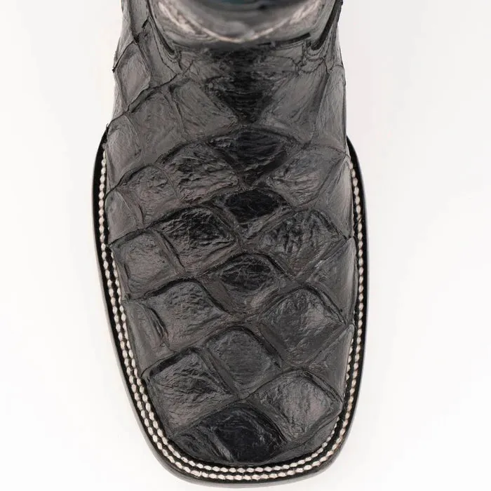 Ferrini Bronco Men's Print Pirarucu Fish Boots Handcrafted Black 4339304