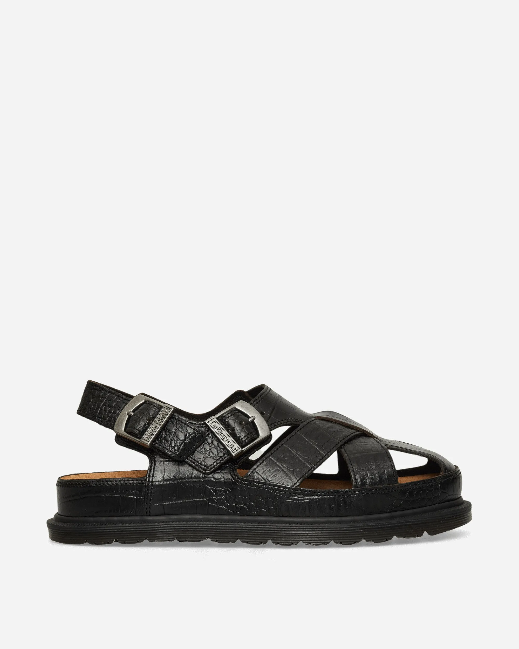 Fisherman Crocodile Analine Leather Sandals Dark Brown