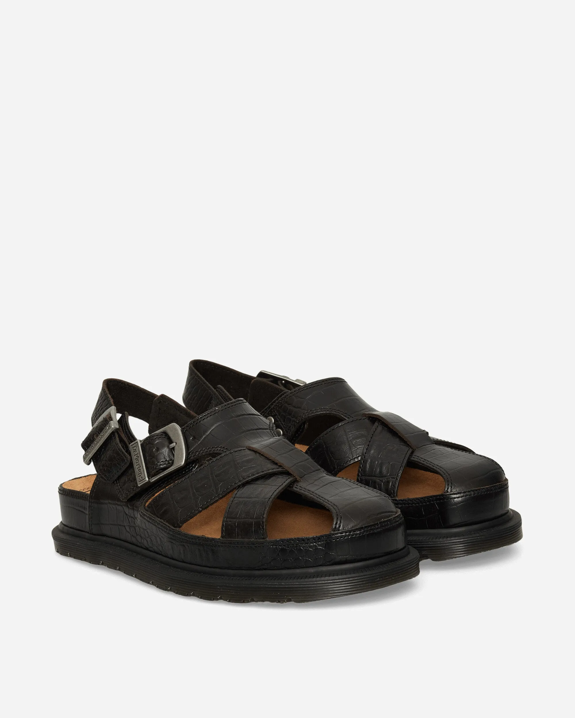 Fisherman Crocodile Analine Leather Sandals Dark Brown