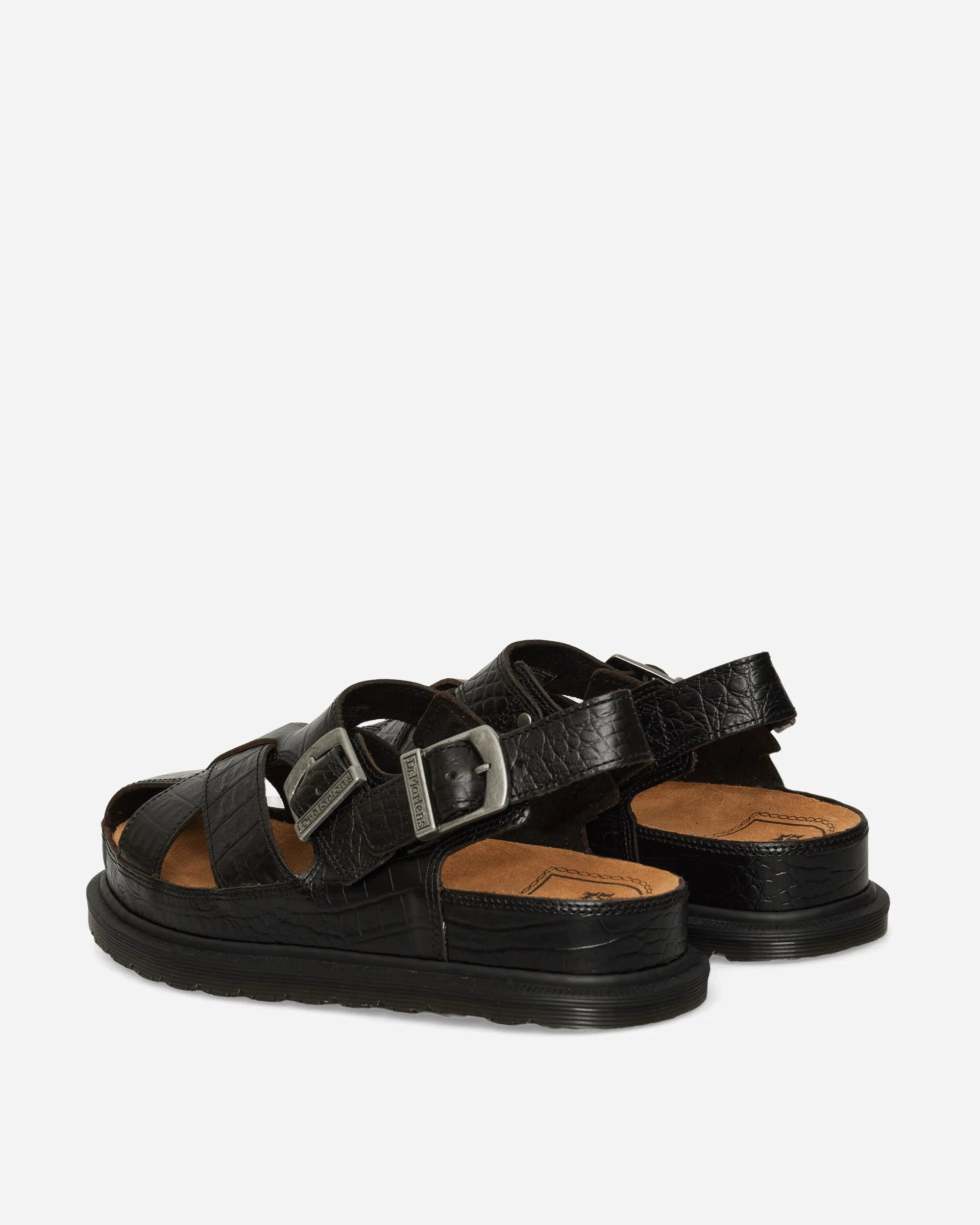 Fisherman Crocodile Analine Leather Sandals Dark Brown