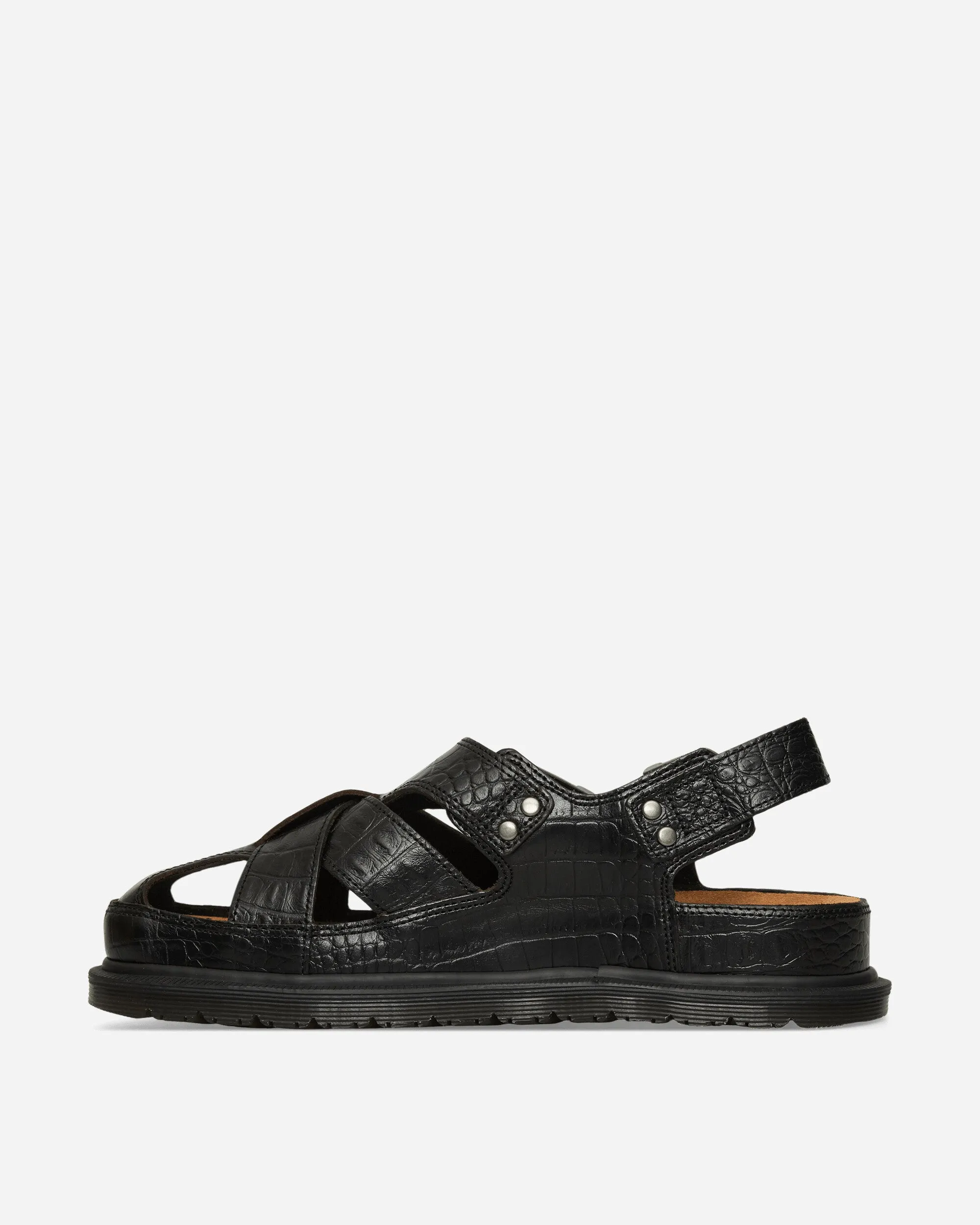Fisherman Crocodile Analine Leather Sandals Dark Brown