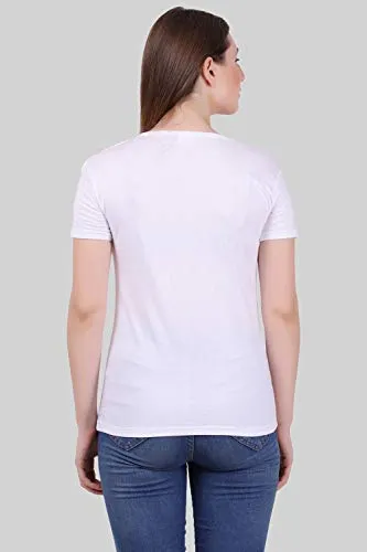 FLEXIMAA Women's Cotton V Neck Plain Half Sleeve T-Shirt