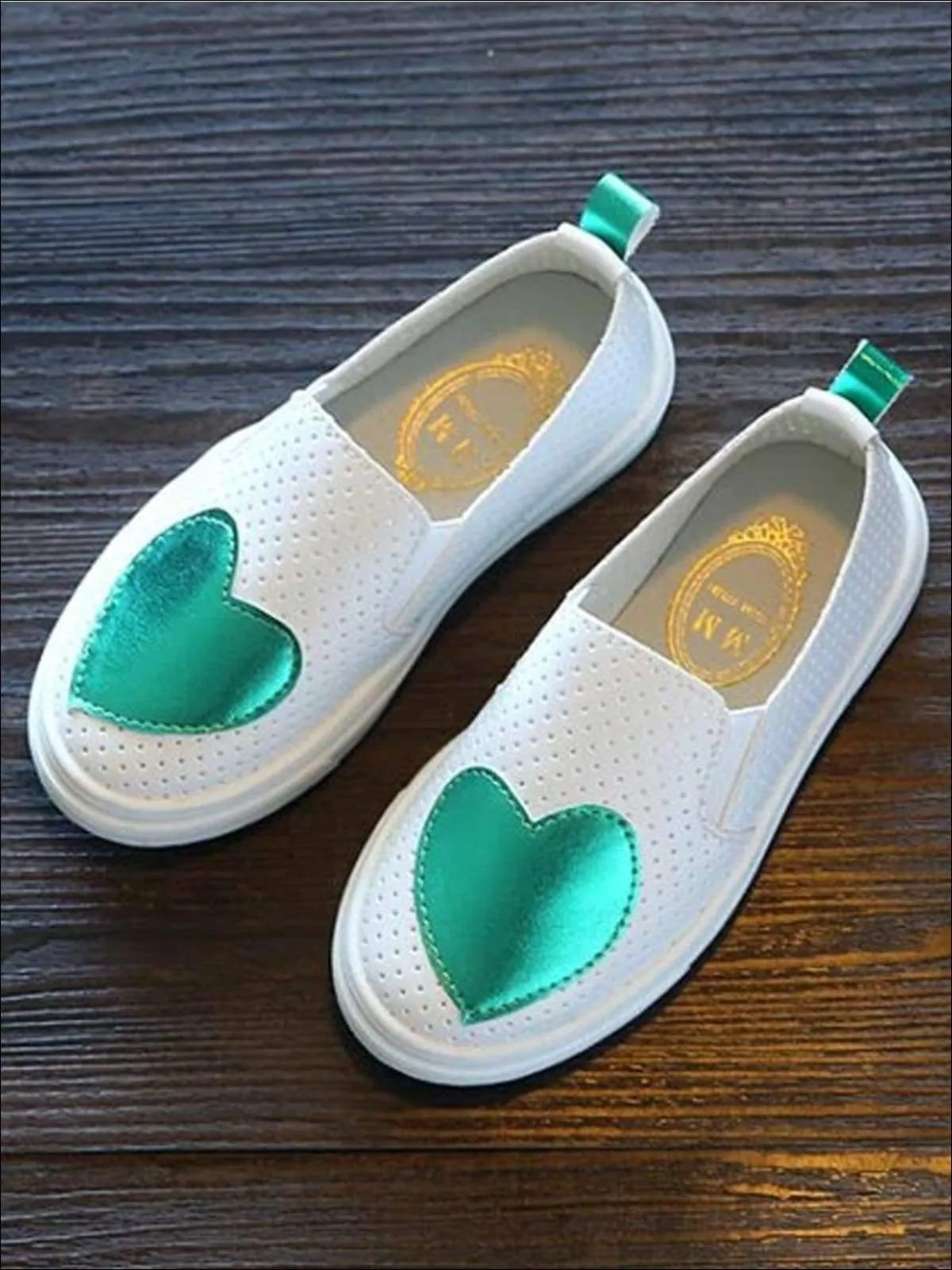 Girls Heart Breathable Slip On Sneakers By Liv and Mia