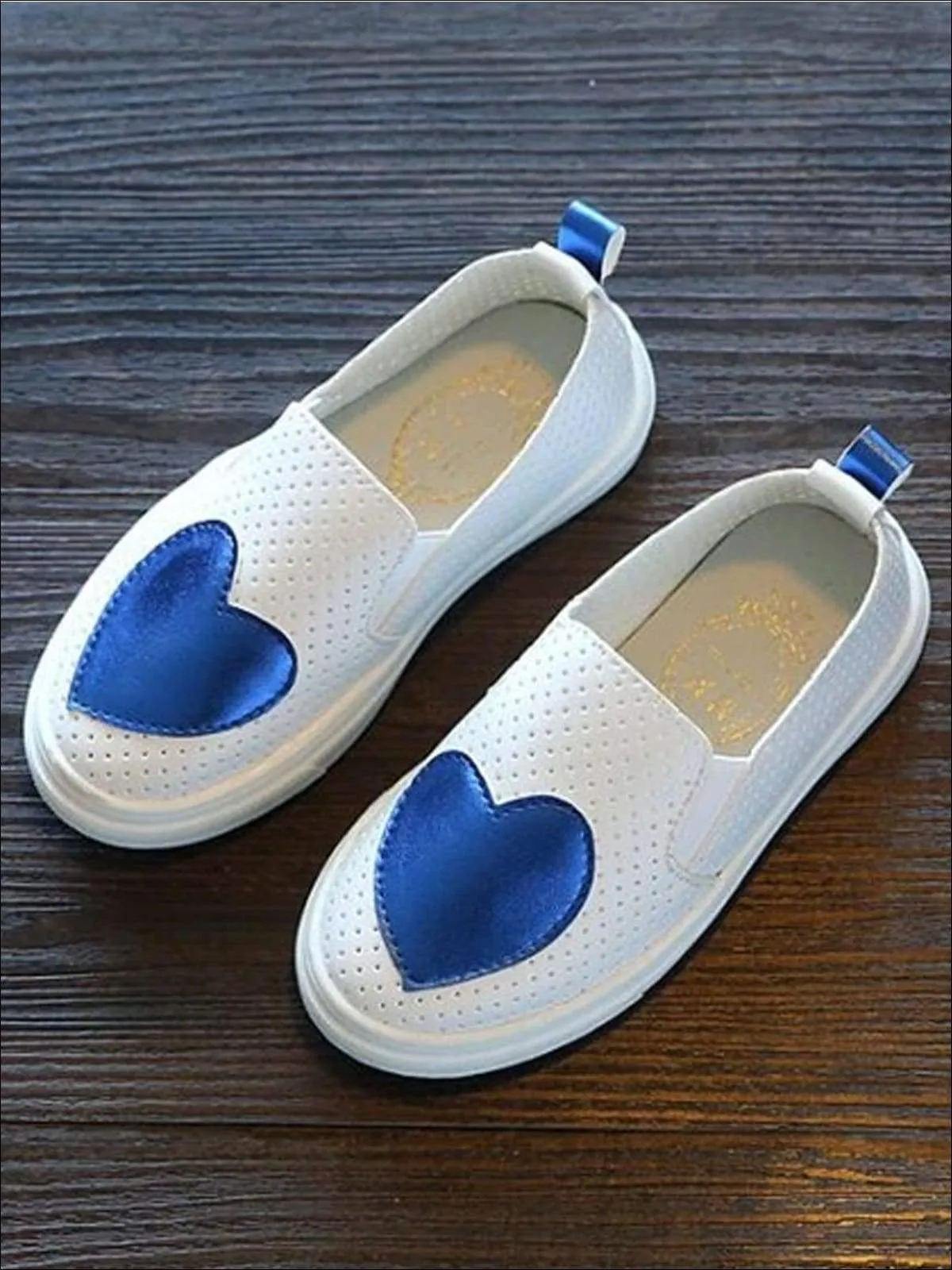 Girls Heart Breathable Slip On Sneakers By Liv and Mia