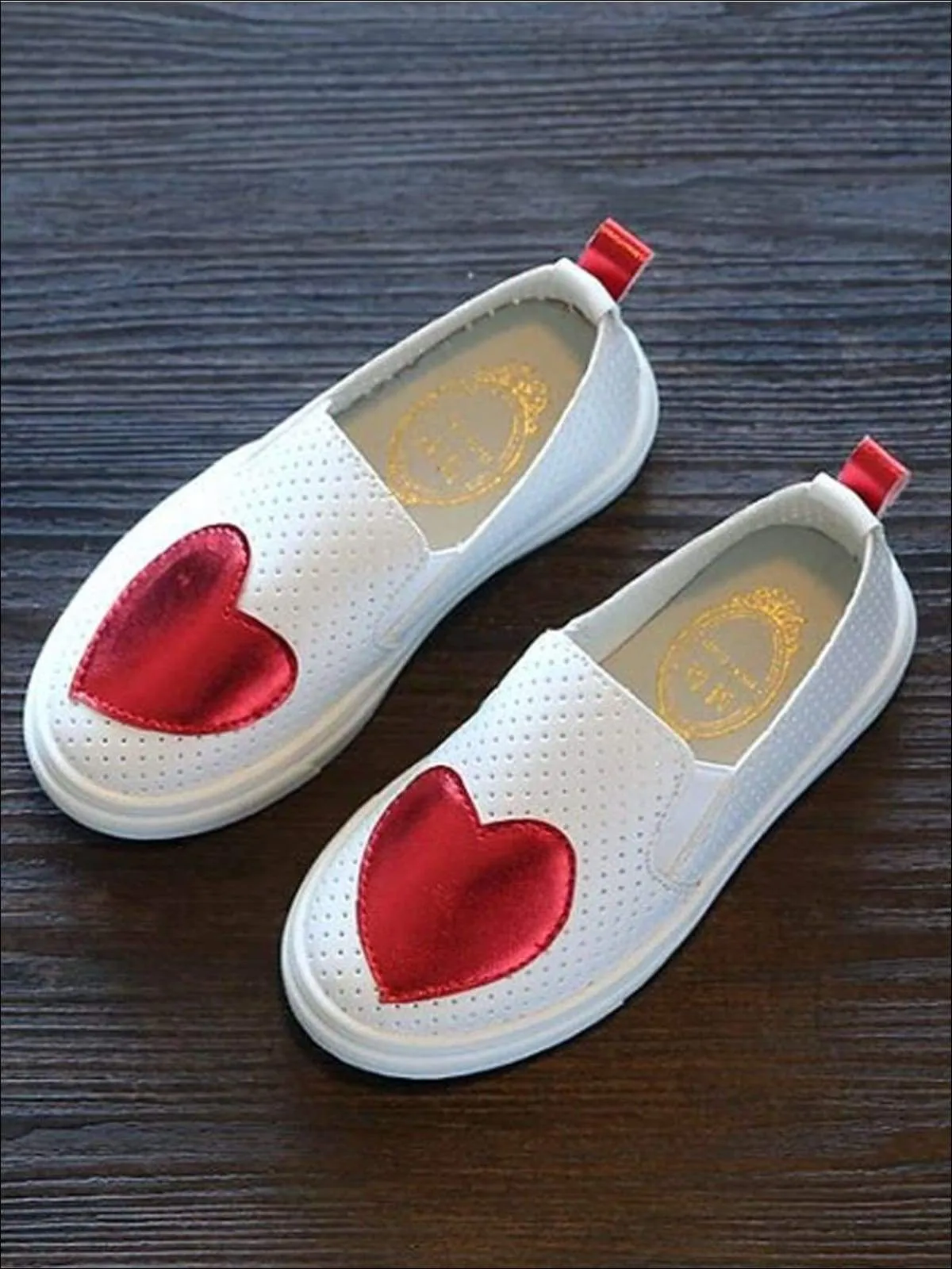 Girls Heart Breathable Slip On Sneakers By Liv and Mia